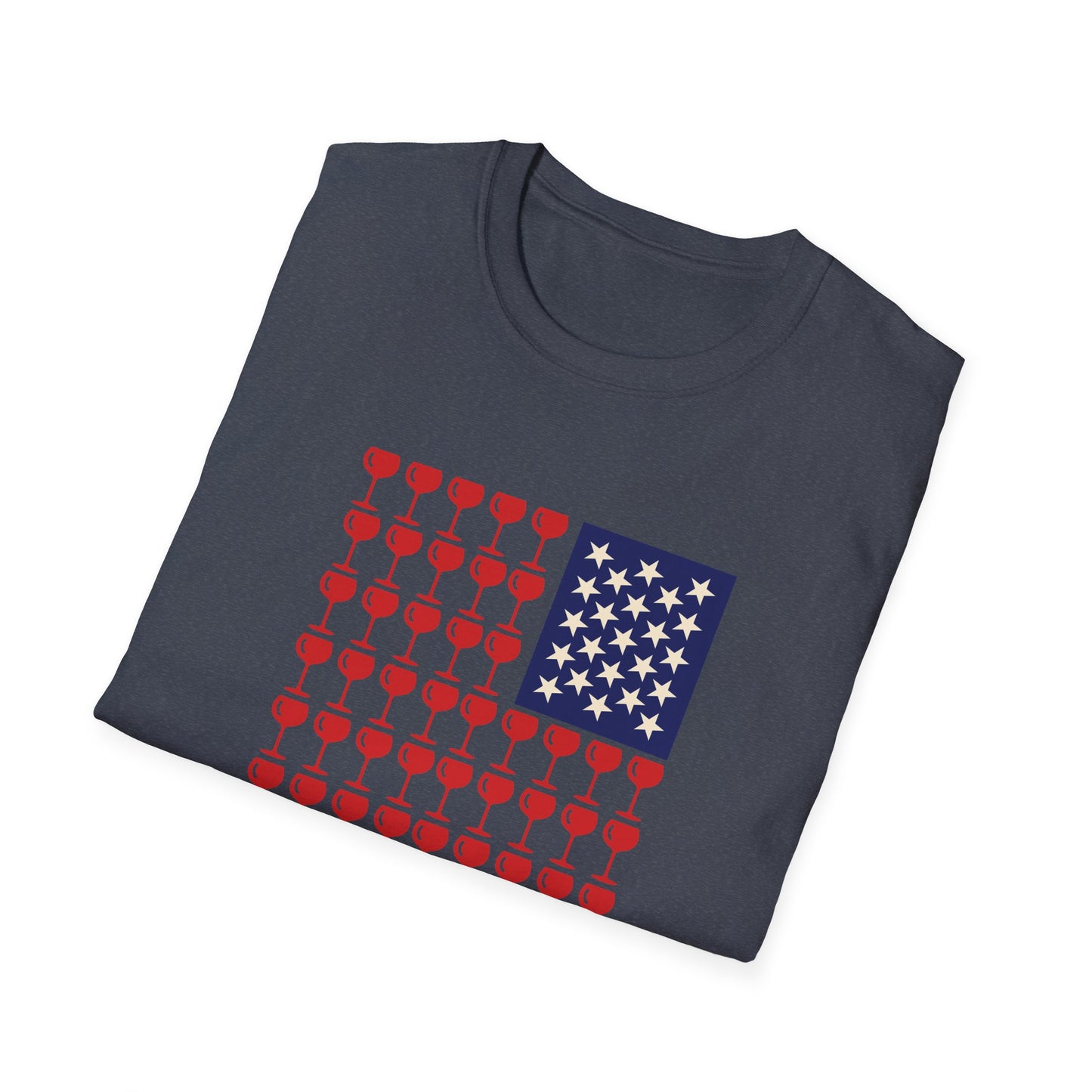 Wine Glass Flag T-Shirt — Patriotic 4th of July Drinking Tee