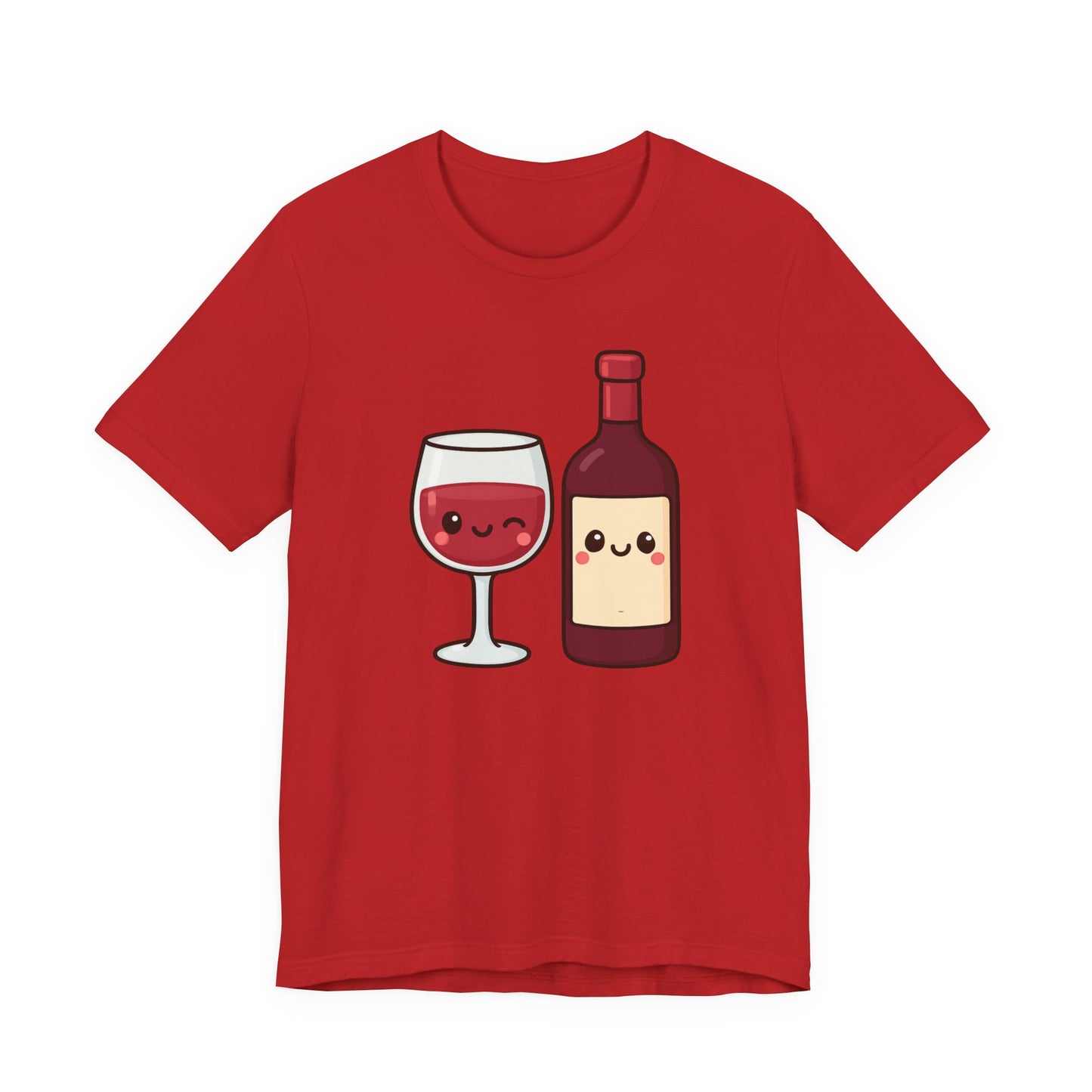 Kawaii Winking Wine Graphic T-Shirt