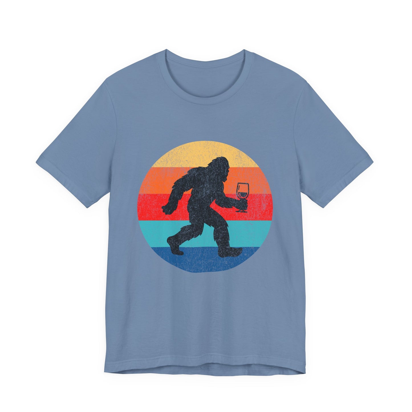Sasquatch Retro Wine Sunset Graphic *Weathered* T-Shirt