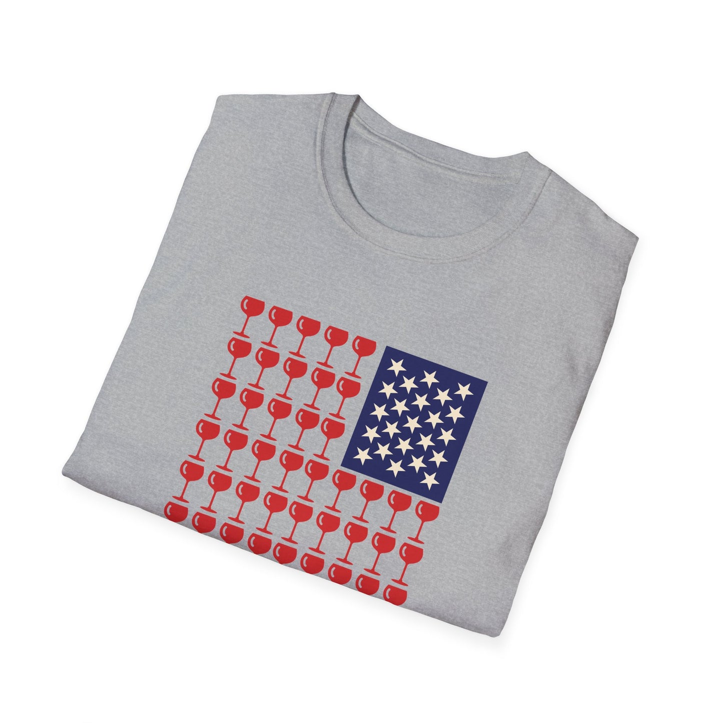 Wine Glass Flag T-Shirt — Patriotic 4th of July Drinking Tee