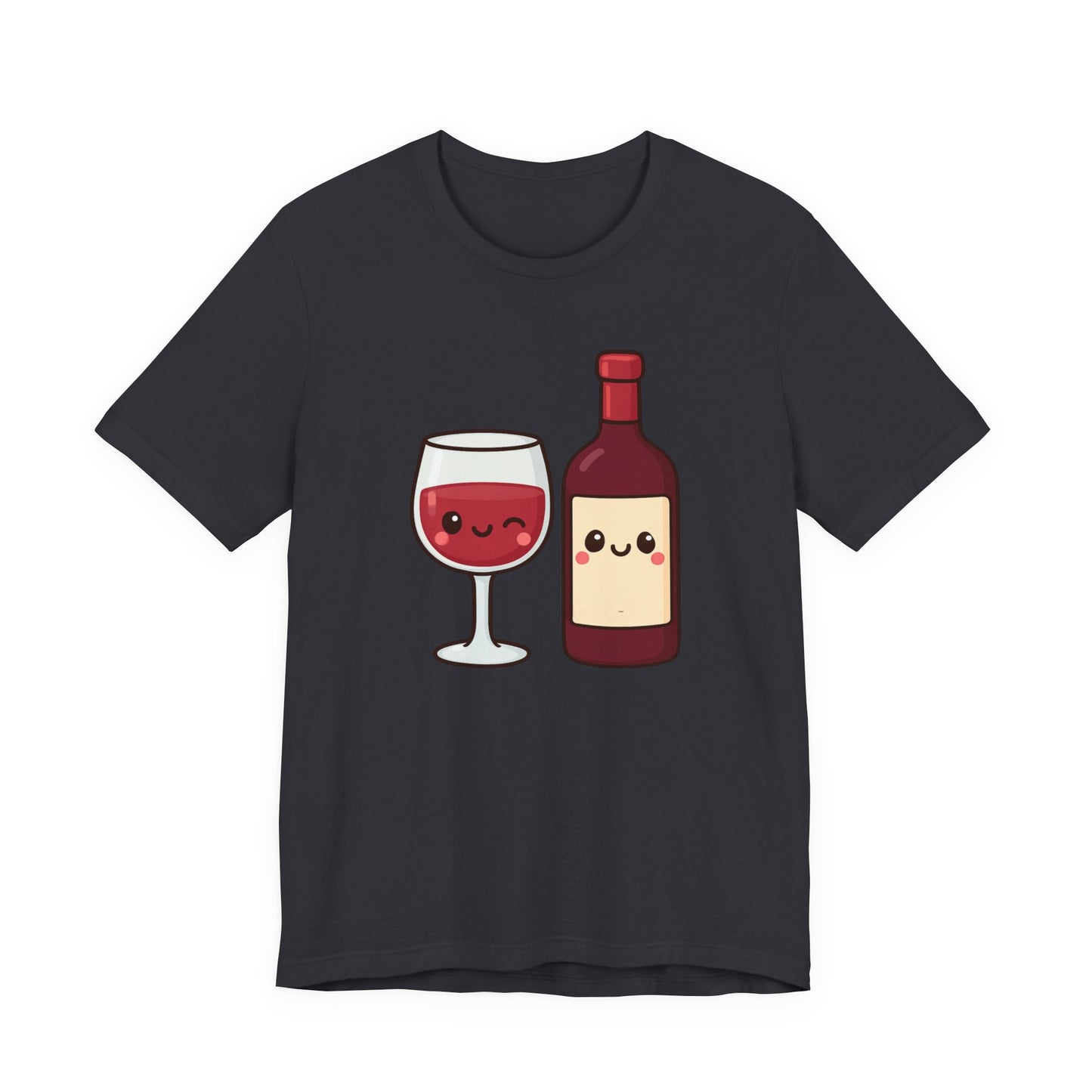 Kawaii Winking Wine Graphic T-Shirt