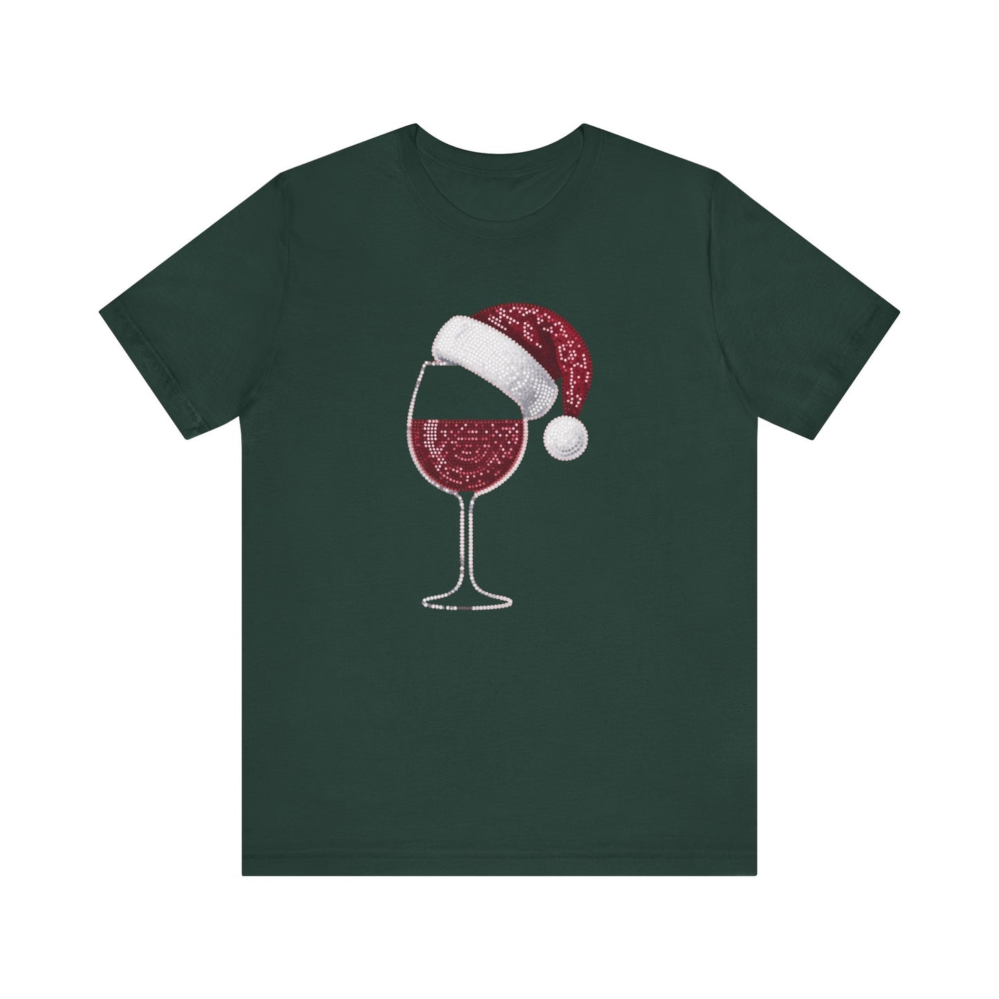 Sequin Wine & Santa Hat (Style #1-NOT REAL SEQUIN) T-Shirt