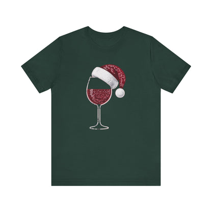 Sequin Wine & Santa Hat (Style #1-NOT REAL SEQUIN) T-Shirt
