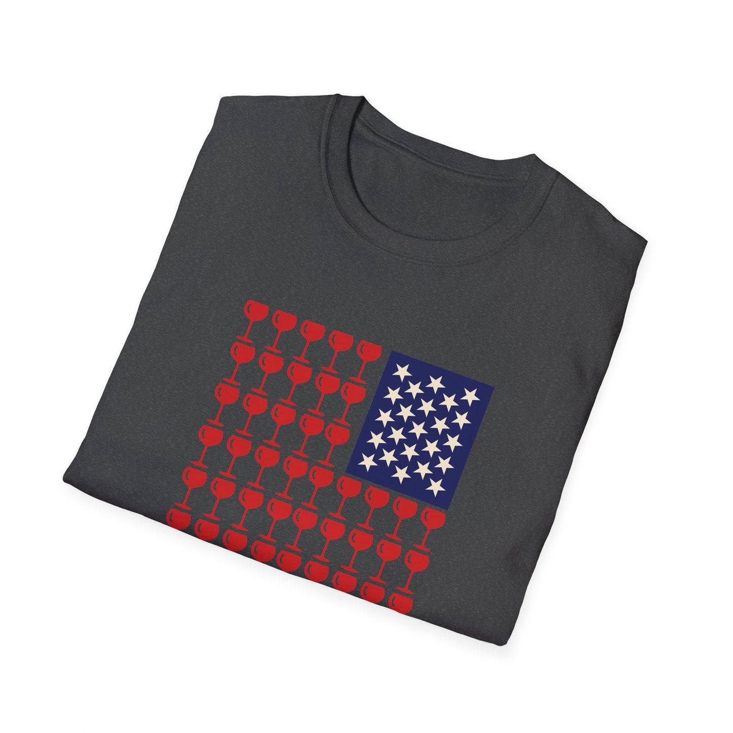 Wine Glass Flag T-Shirt — Patriotic 4th of July Drinking Tee