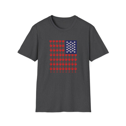 Wine Glass Flag T-Shirt — Patriotic 4th of July Drinking Tee