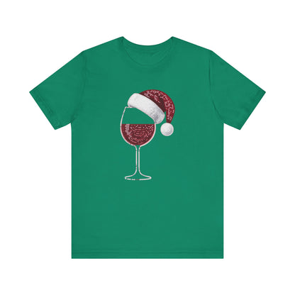 Sequin Wine & Santa Hat (Style #1-NOT REAL SEQUIN) T-Shirt