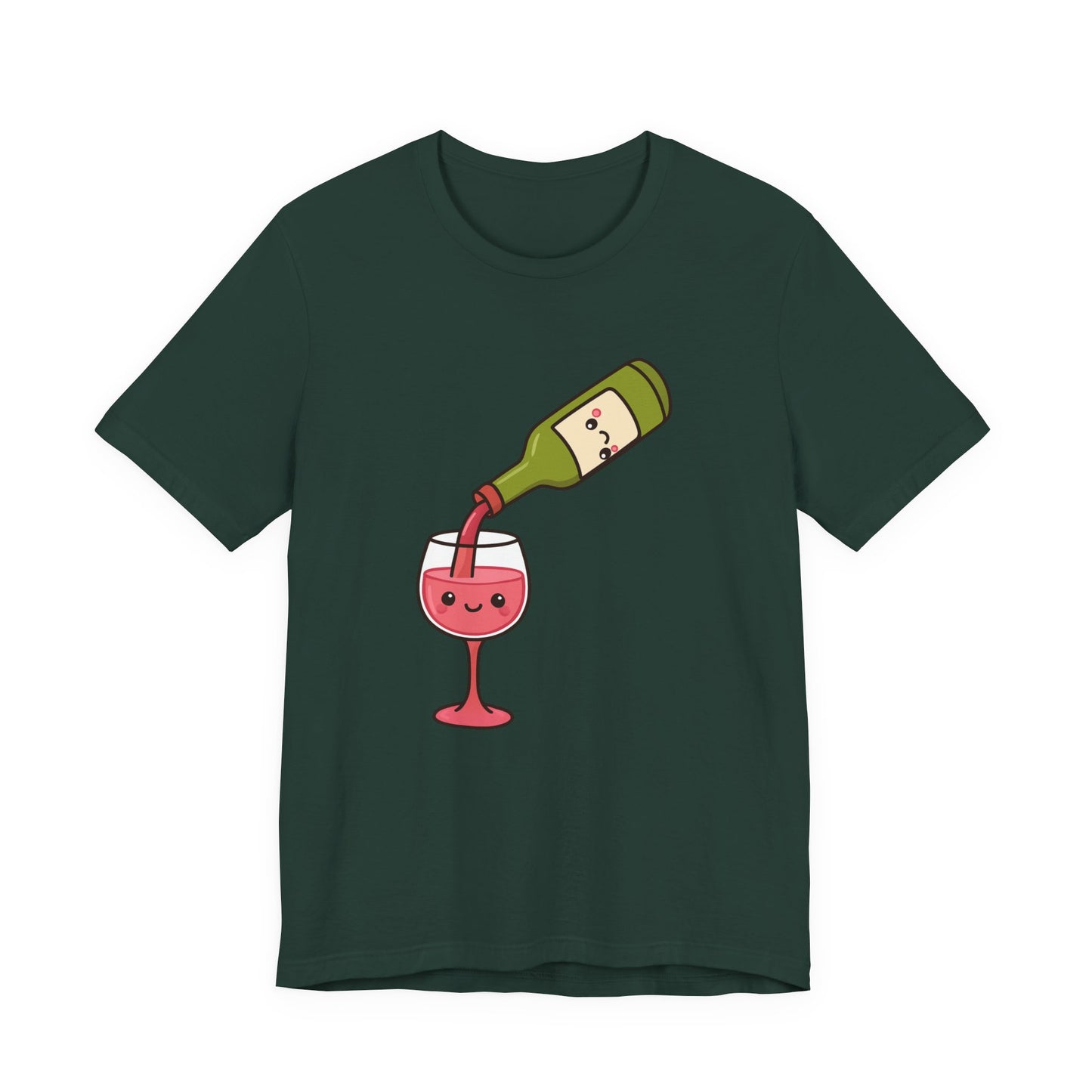 Kawaii Wine Pour Graphic T-Shirt