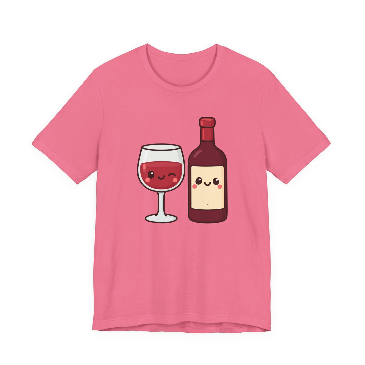 Kawaii Winking Wine Graphic T-Shirt