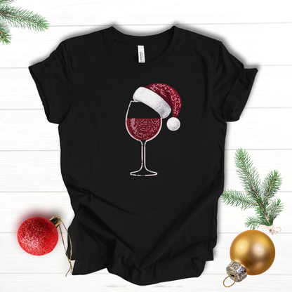 Sequin Wine & Santa Hat (Style #1-NOT REAL SEQUIN) T-Shirt
