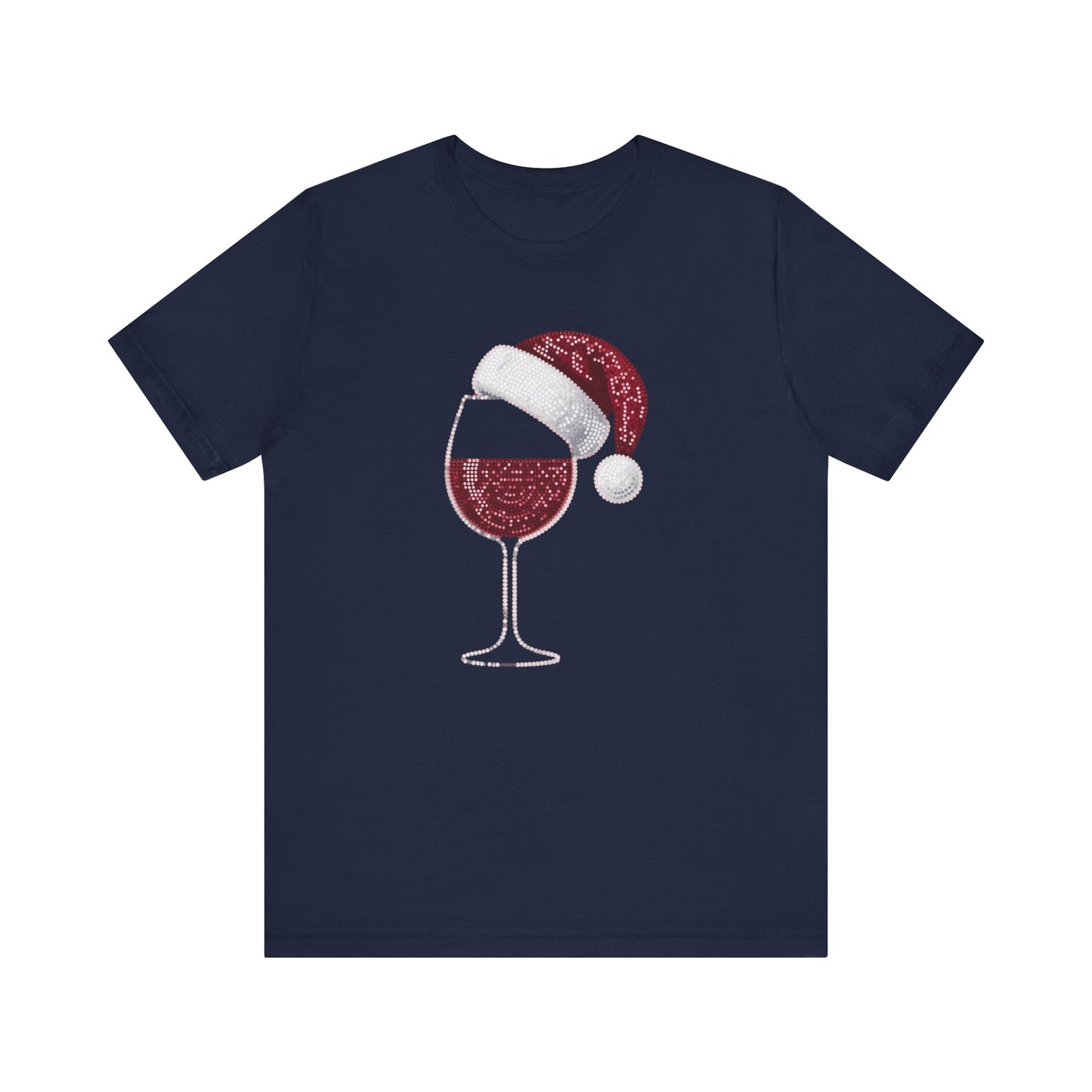 Sequin Wine & Santa Hat (Style #1-NOT REAL SEQUIN) T-Shirt