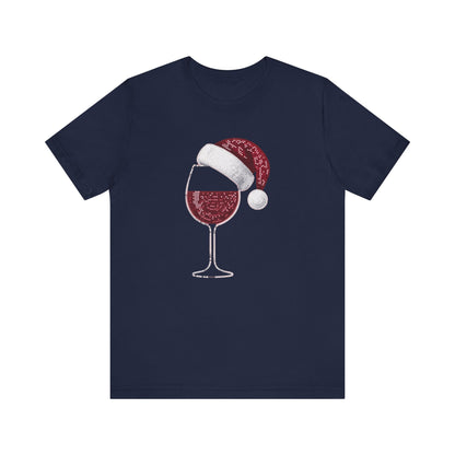 Sequin Wine & Santa Hat (Style #1-NOT REAL SEQUIN) T-Shirt