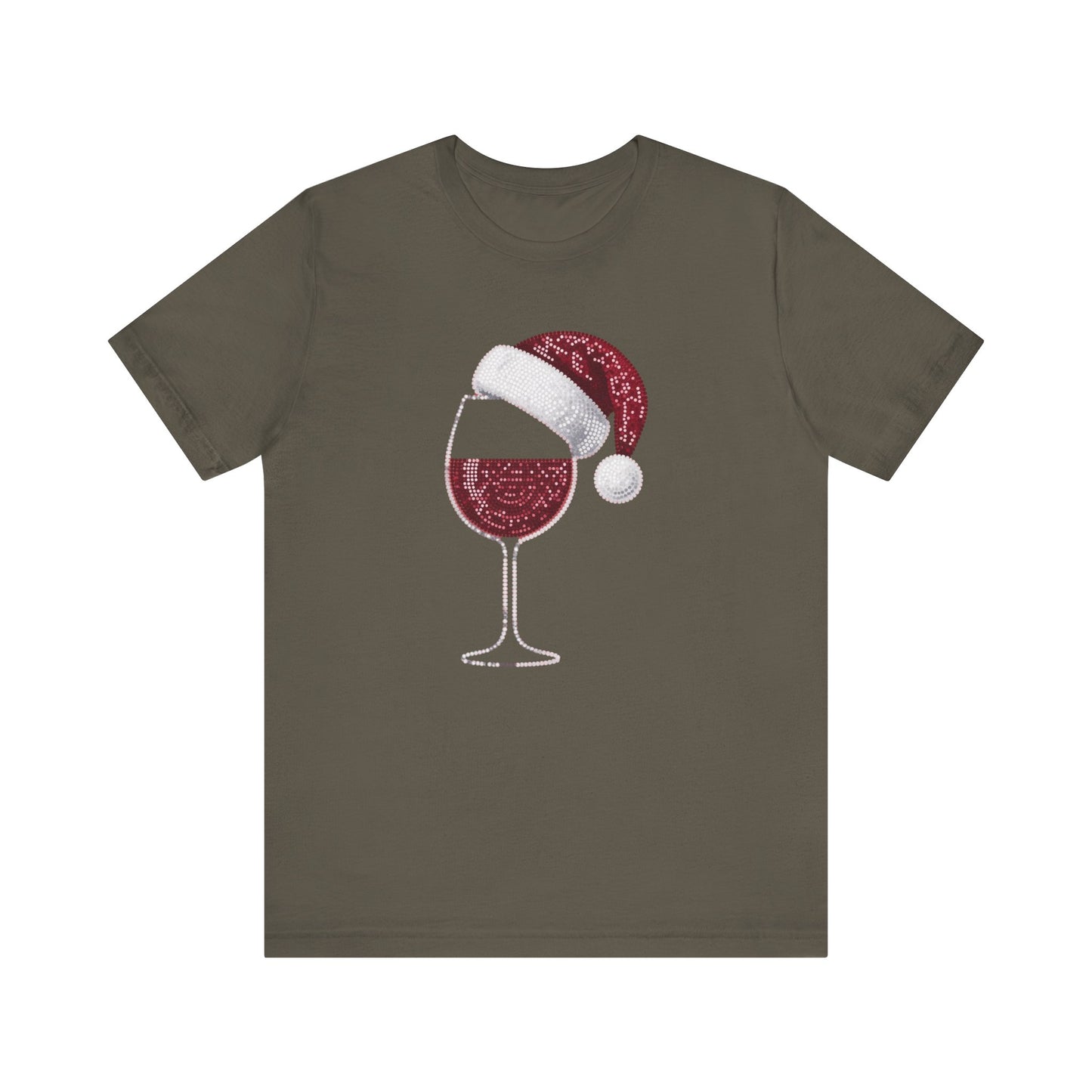 Sequin Wine & Santa Hat (Style #1-NOT REAL SEQUIN) T-Shirt