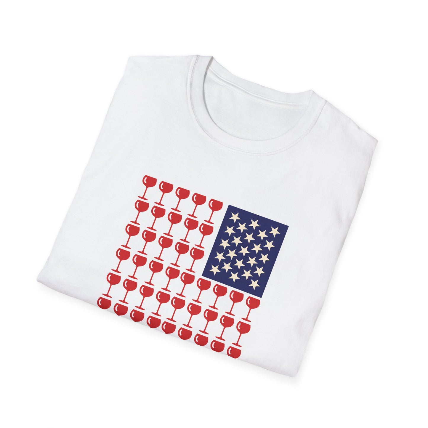 Wine Glass Flag T-Shirt — Patriotic 4th of July Drinking Tee