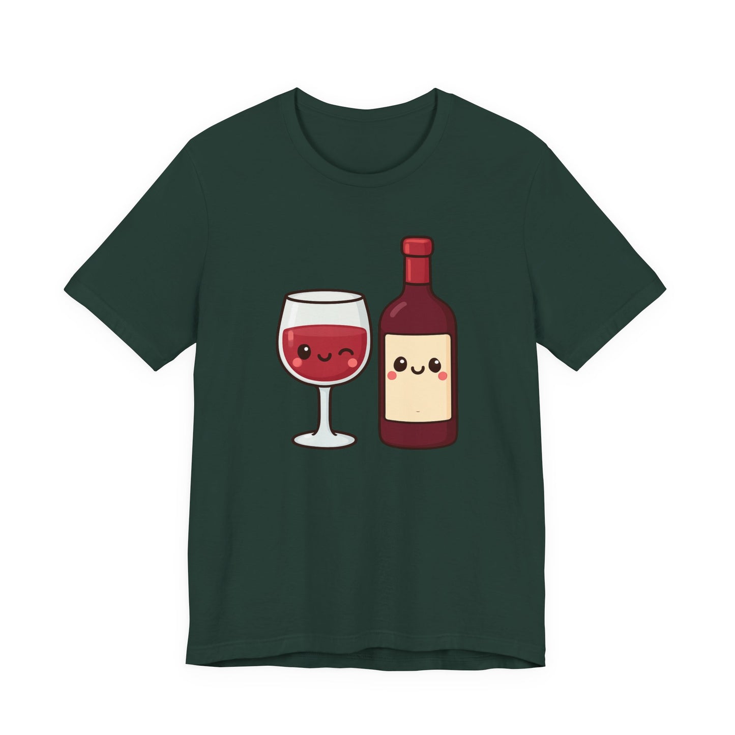 Kawaii Winking Wine Graphic T-Shirt