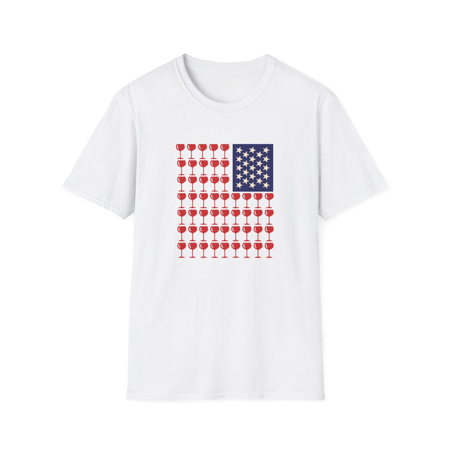 Wine Glass Flag T-Shirt — Patriotic 4th of July Drinking Tee