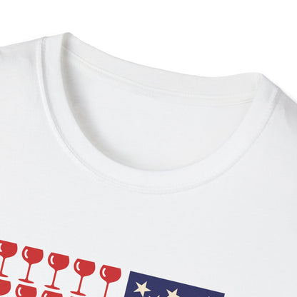 Wine Glass Flag T-Shirt — Patriotic 4th of July Drinking Tee