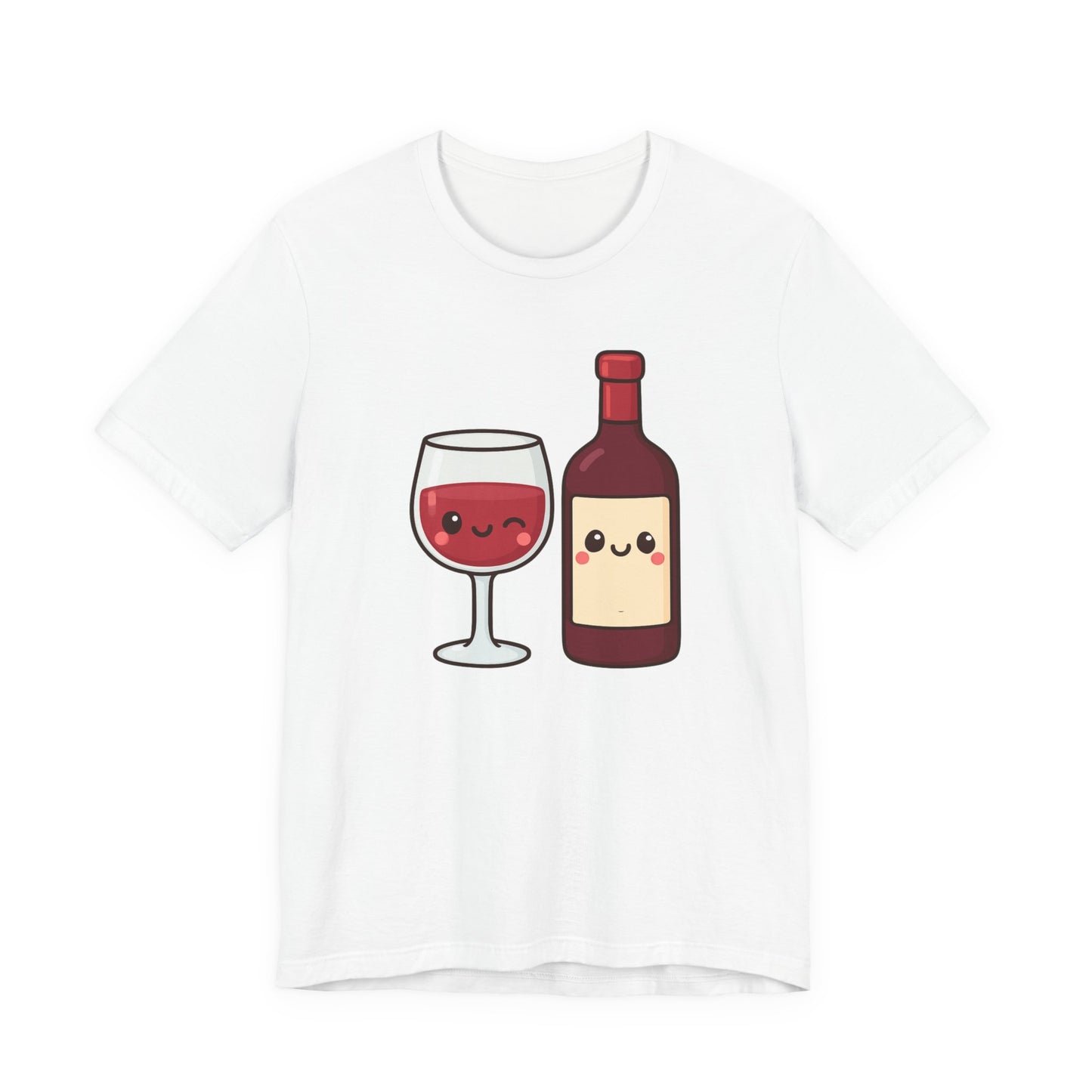 Kawaii Winking Wine Graphic T-Shirt