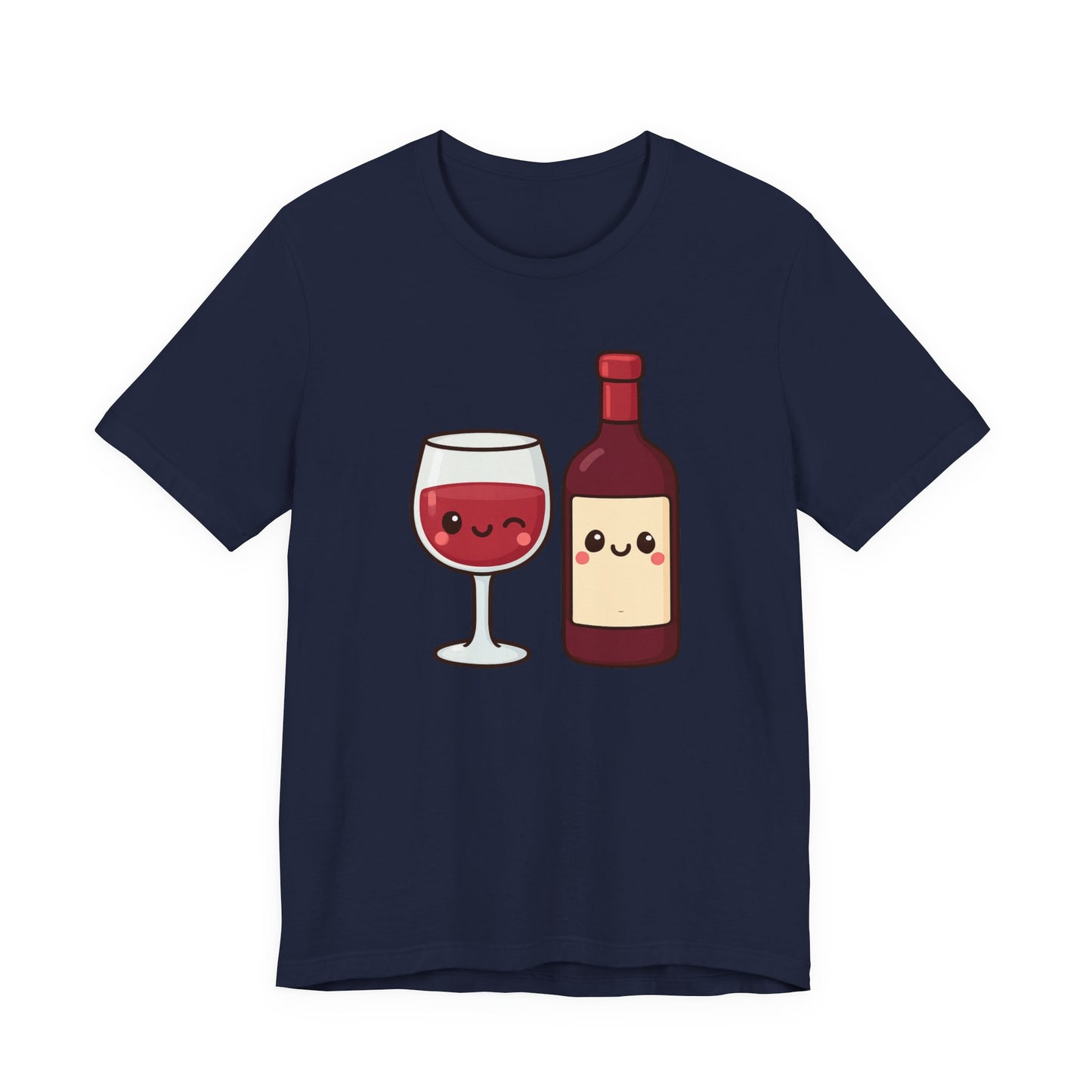 Kawaii Winking Wine Graphic T-Shirt