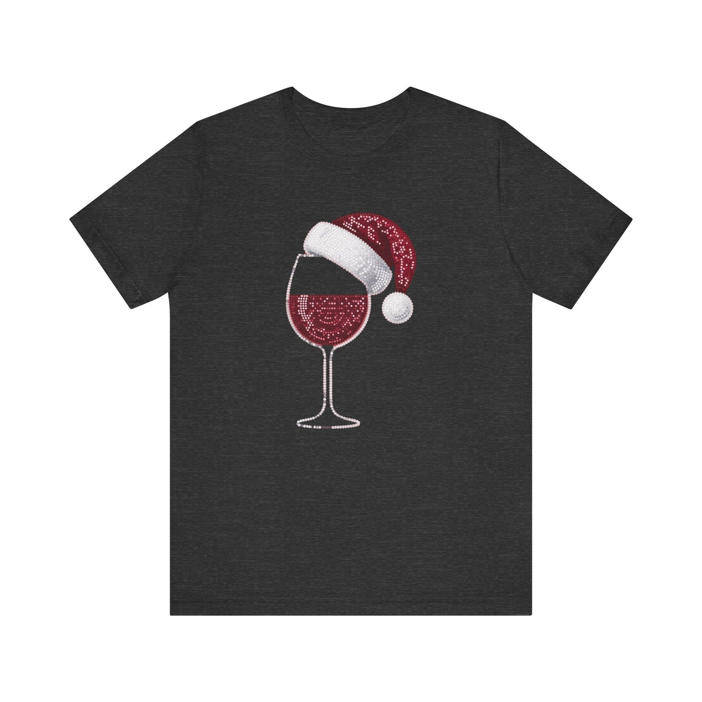 Sequin Wine & Santa Hat (Style #1-NOT REAL SEQUIN) T-Shirt