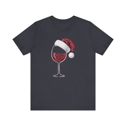Sequin Wine & Santa Hat (Style #1-NOT REAL SEQUIN) T-Shirt
