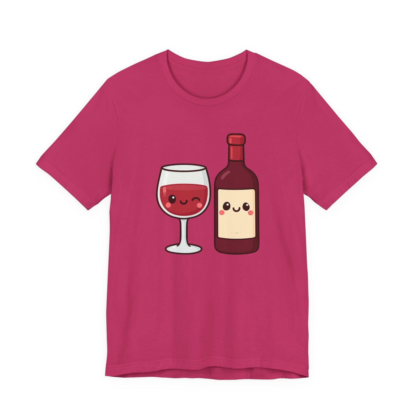 Kawaii Winking Wine Graphic T-Shirt