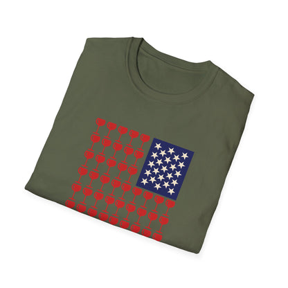 Wine Glass Flag T-Shirt — Patriotic 4th of July Drinking Tee