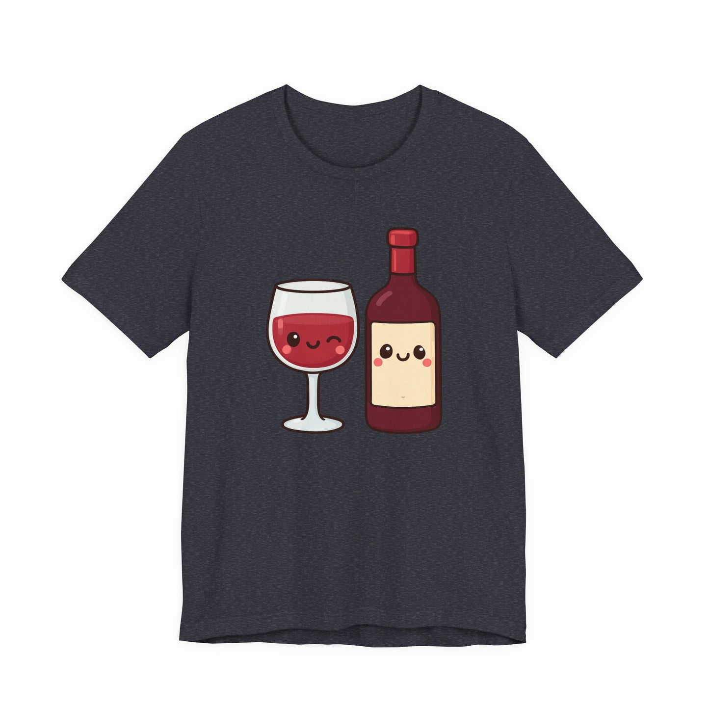 Kawaii Winking Wine Graphic T-Shirt