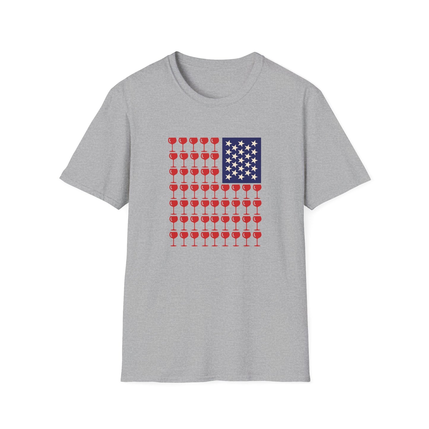 Wine Glass Flag T-Shirt — Patriotic 4th of July Drinking Tee