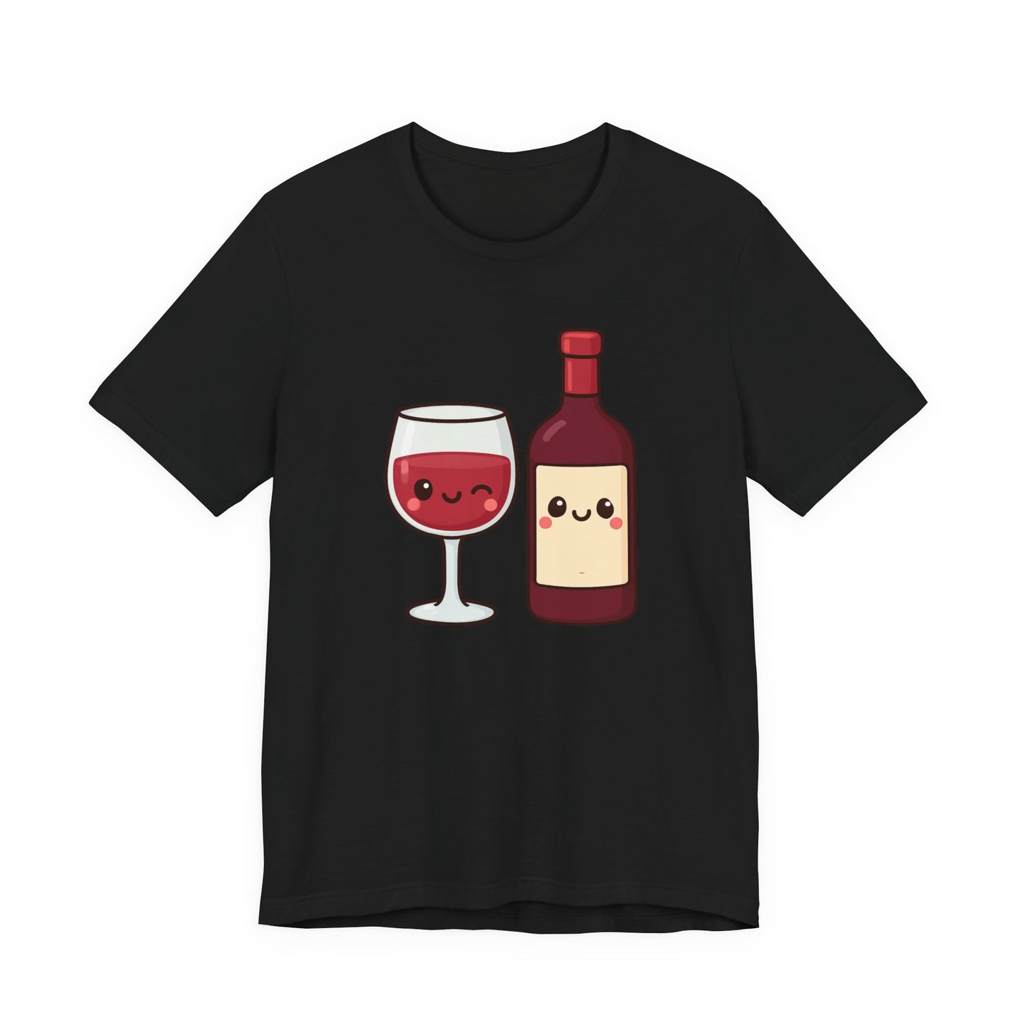 Kawaii Winking Wine Graphic T-Shirt