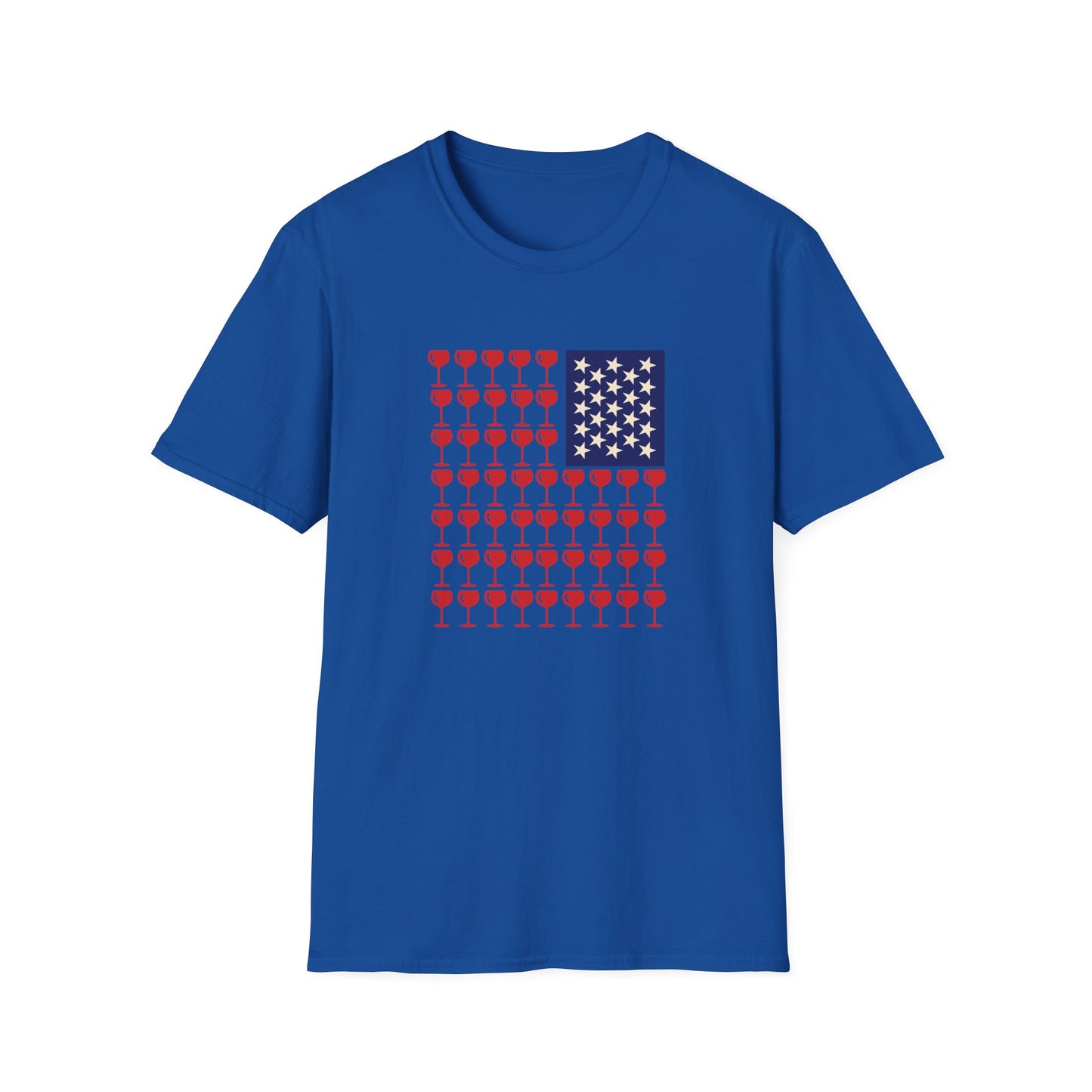 Wine Glass Flag T-Shirt — Patriotic 4th of July Drinking Tee