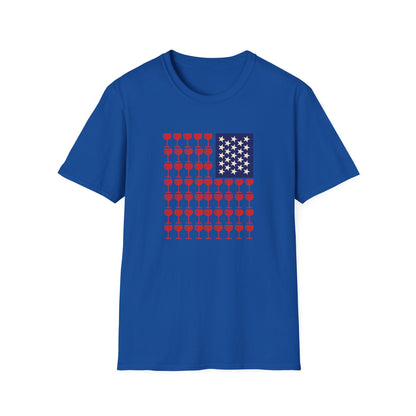 Wine Glass Flag T-Shirt — Patriotic 4th of July Drinking Tee